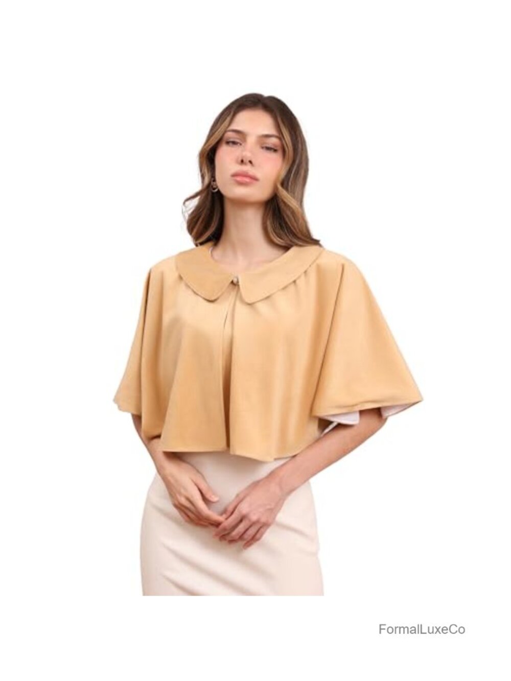 Shawl Wrap with Lapel Collar Viscose Blend Women's Cape Evening Cover Up
